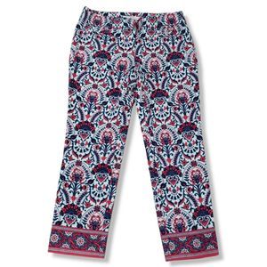 LOFT Red and Blue Patterned Capris